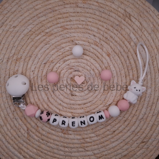 Attache-tétine Chat Blanc