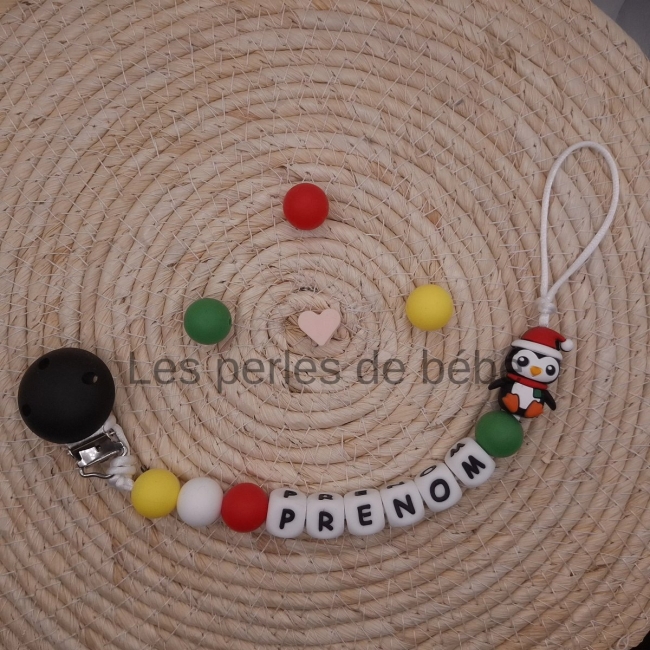 Attache-tétine Pingouin de noël