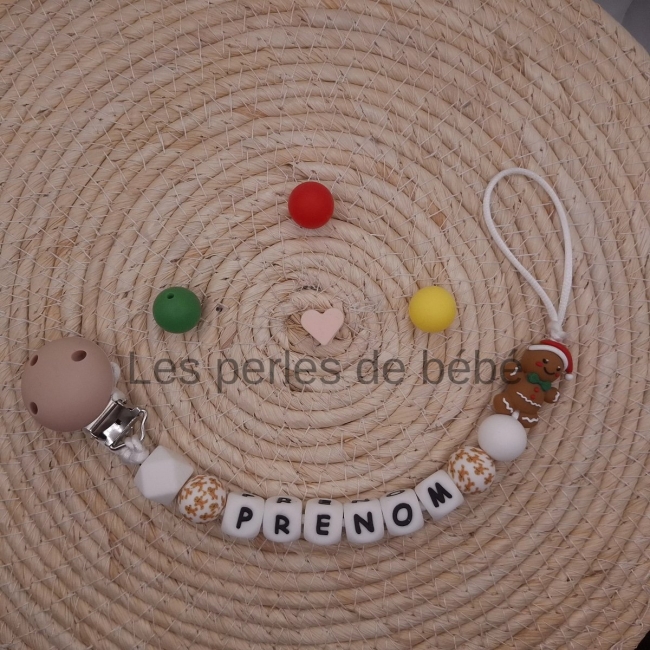 Attache-tétine Pain d'épices de Noël