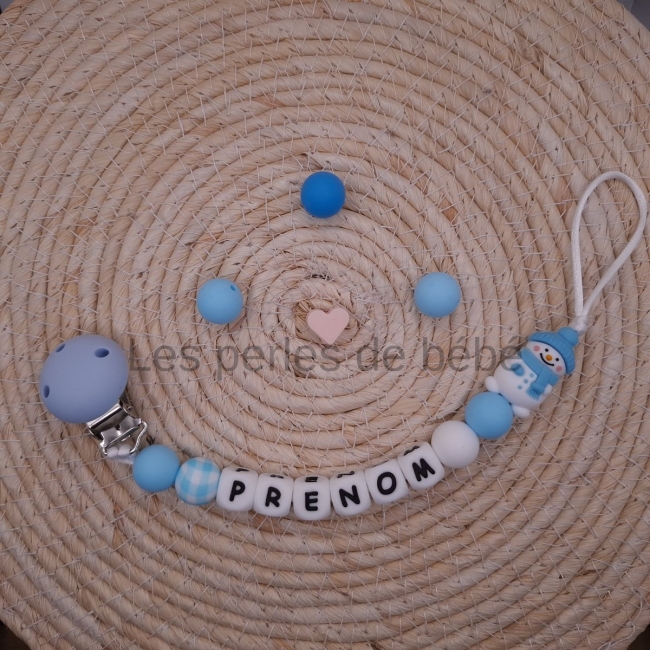 Attache-tétine Bonhomme de neige d'Hiver