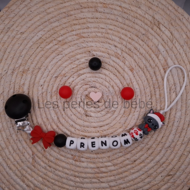 Attache-tétine Chat de Noël