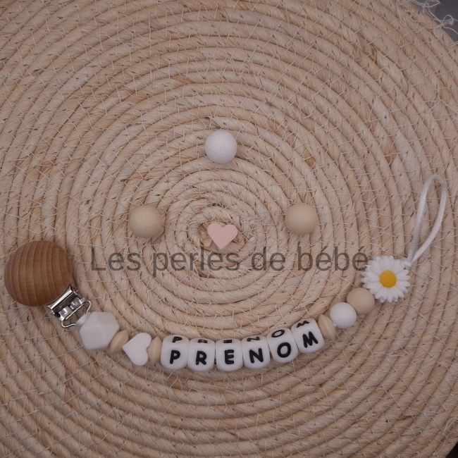 Attache-tétine Marguerite Blanche