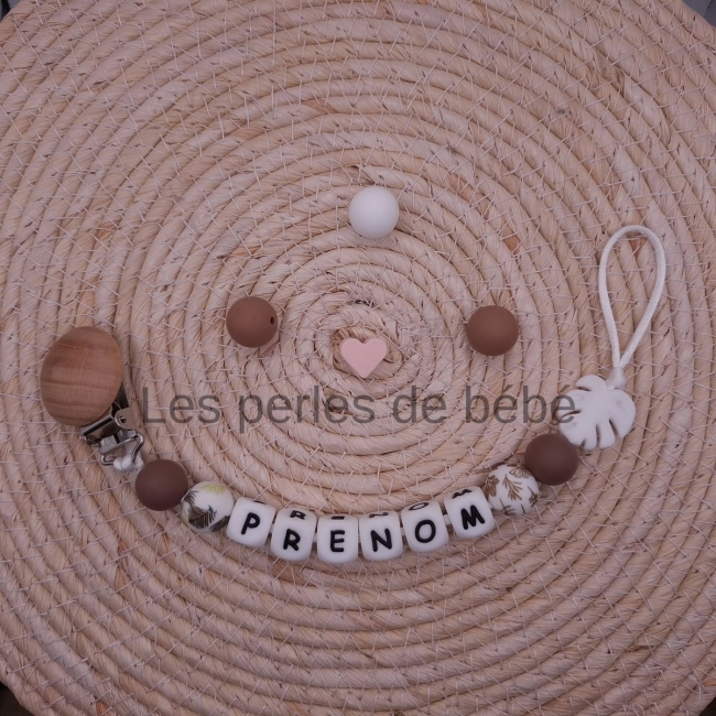 Attache-tétine Feuilles Blanche