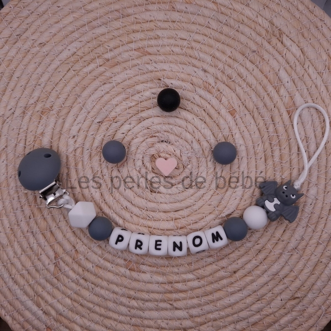 Attache-tétine Dragon Gris