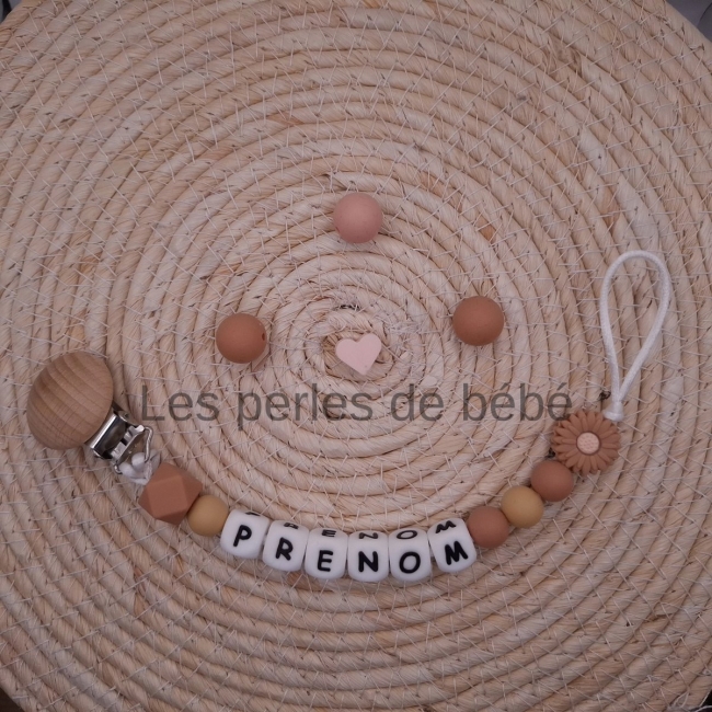 Attache-tétine Marguerite Vieux Rose