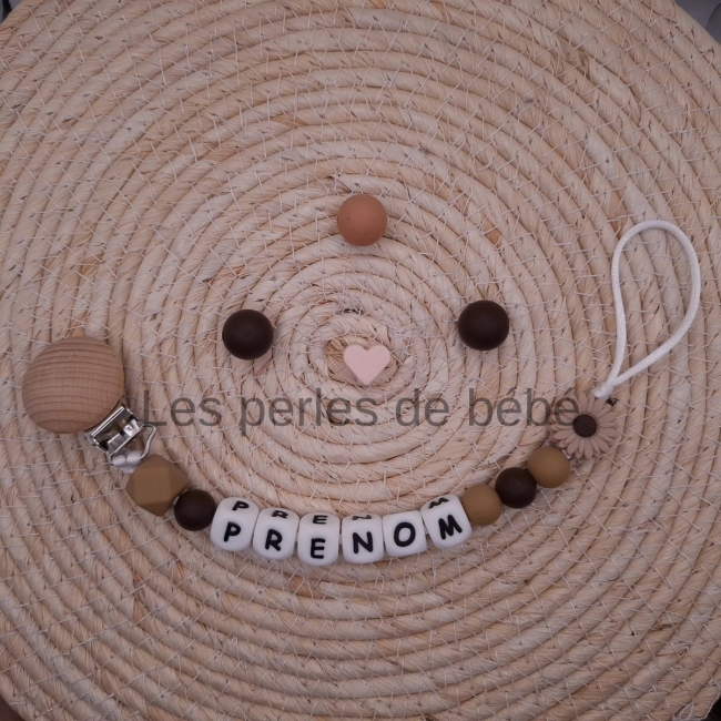 Attache-tétine Marguerite Taupe