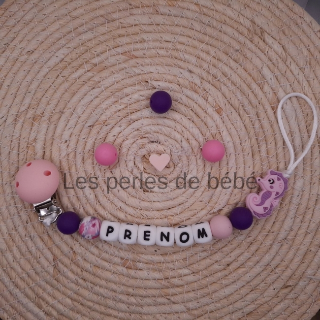 Attache-tétine Hippocampe Violet