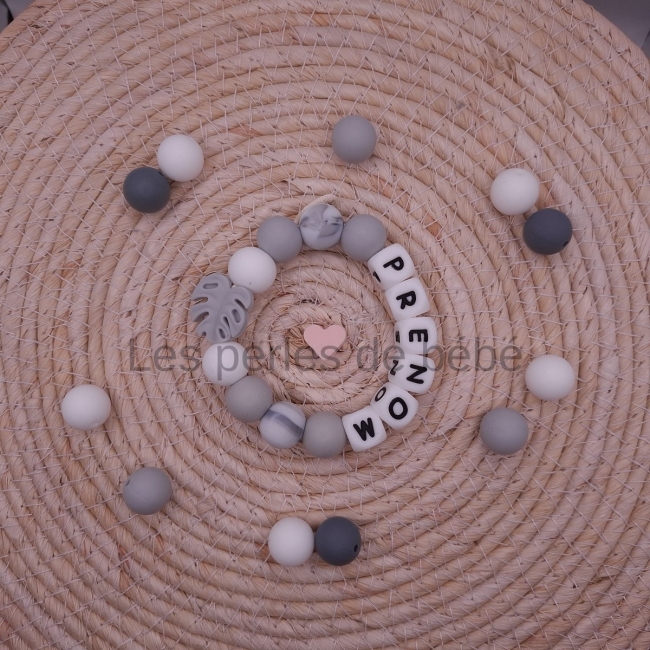 Anneaux de Dentition Feuilles Grise 