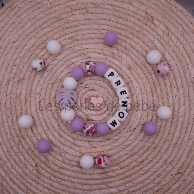 Anneaux de Dentition Feuilles Violet Pastel