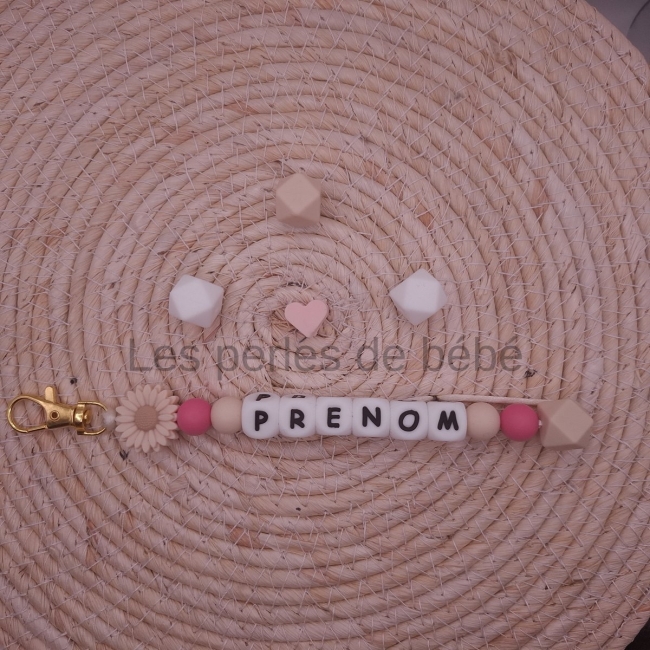 Porte-clé Marguerite Crème/Rose