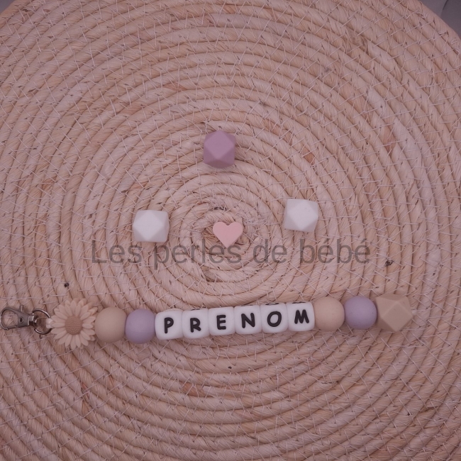 Porte-clé Marguerite Crème/Violet Pastel