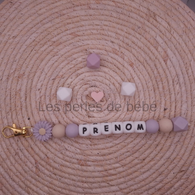 Porte-clé Marguerite Violet Pastel