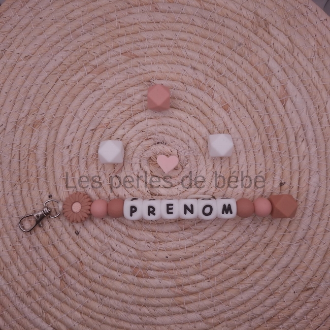 Attache-tétine Marguerite Vieux Rose