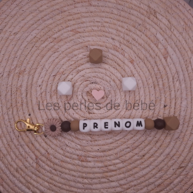 Porte-clé Marguerite Taupe